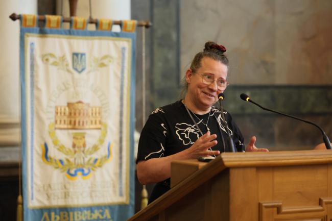 Prof. Agnieszka Pollo na uroczystościach z okazji 155. rocznicy powstania Lwowskiej Szkoły Geodezyjnej