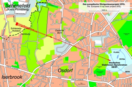 European XFEL location in Hamburg (source: European XFEL project database)