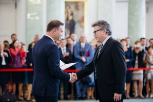 Prezydent RP Andrzej Duda i Prof. Michał Spaliński, fot. Eliza Radzikowska-Białobrzewska, Kancelaria Prezydenta RP