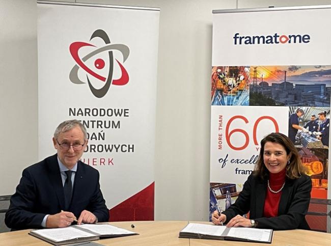 Podpisanie porozumienia pomiędzy profesorem Krzysztofem Kurkiem, dyrektorem NCBJ i Elisabeth Terrail, wiceprezes ds. zasobów ludzkich w Framatome Podpisanie porozumienia pomiędzy profesorem Krzysztofem Kurkiem, dyrektorem NCBJ i Elisabeth Terrail, wiceprezes ds. zasobów ludzkich w Framatome