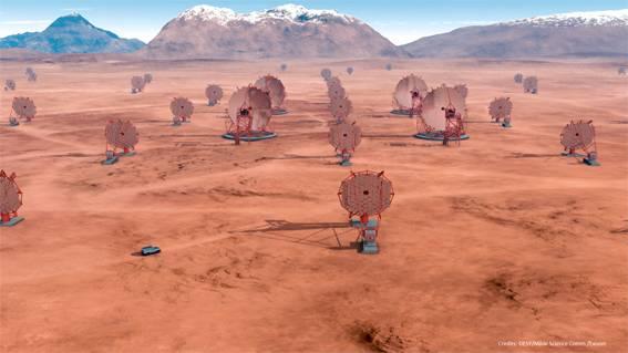 Wizualizacja urządzeń projektu CTA (źródło: portal.cta-observatory.org) Wizualizacja urządzeń projektu CTA (źródło: portal.cta-observatory.org)