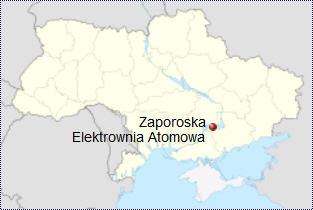 Elektrownia Jądrowa Zaporoże na mapie Ukrainy Elektrownia Jądrowa Zaporoże na mapie Ukrainy